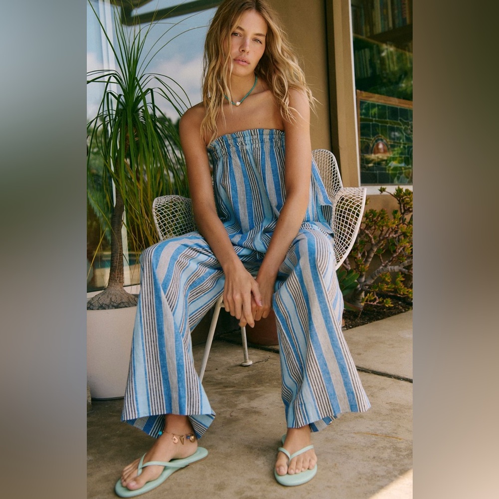 Free People Corfu striped cotton-linen set